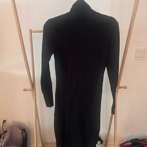 SHEIN Black Turtleneck Midi Dress